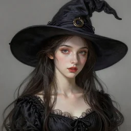 An extremely beautiful pre-raphaelite portrait of a cute witch, surreal, ultradetailed, intricate, elegant, digital art painting, artstation, concept art, smooth, sharp focus, illustration, regal, award winning picture, extremely detailed masterpiece, sense of awe, featured on artstation, Artgerm, effervescent punk kawaii-noir pastel bubbles, winning award piece, ethereal rainbows, Aetherpunk, Exquisite details