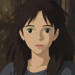 a beautiful girl with long dark hair, portrait, sharp focus, intricate, digital painting, artstation, highly detailed, ambient lighting, illustration, art by Studio Ghibli and Greg Rutkowski