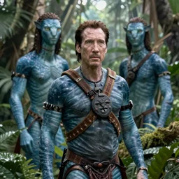 detailed realistic shot nicholas cage as a na'vi in the jungle james cameron avatar film cinematic
