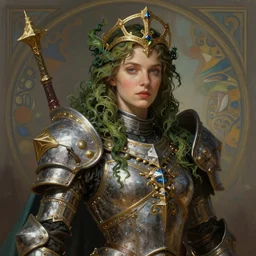 portrait of imogen poots as a warhammer paladin with seaweed, by sasha tudvaseva, deep focus, intricate, elegant, regal, highly detailed, digital painting, artstation, concept art, matte, sharp focus, illustration, warhammer, fantasy, hearthstone, art by artgerm and greg rutkowski and alphonse mucha