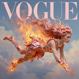 3 d, flowning fashion model, flame, liquid rose gold, morning, vogue cover style, pearls, poster art, high detail, intricate oil painting, multiple exposure, heaven mood, hyperrealism, 3 d, by tooth wu and wlop and beeple and greg rutkowski