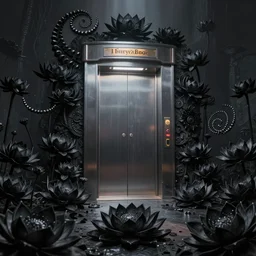 a detailed picture of the elevator to hell surrounded by a field of black lotus flowers with petals in a fibonacci sequence, in the style of magic the gathering, highly detailed, digital painting, god rays, volumetric lighting, octane render, 4 k resolution, art by adam paquette and johann bodin and jason rainville