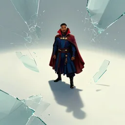 kanye west as doctor strange, long shadow, light colors, by greg rutkowski, multiple dimensions, shattered glass, refractions, highly detailed, environmental light, cinematic by francis tnehunreal, octane render, nvidia, concept art, close up