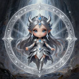 a portrait of girl rogue, magic circle, silver magic, god rays, portal background, fantasy, dungeons and dragons, an ultrafine detailed painting, chibi, detailed painting, boris valejo. octopath traveler decal!!!