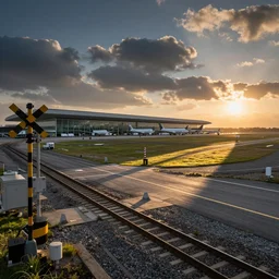 the only airport in the world with a railway crossing it