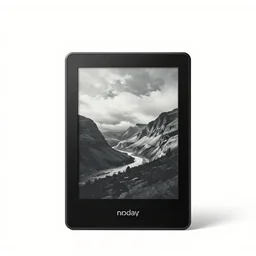holographic e-reader, commercial catalog photo, isolated on a pure white background, centered, entire object in frame, sharp focus, soft studio lighting