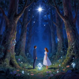 a beautiful picture of magic forest, star, diamond, by greg rutkowski and thomas kinkade, trending on artstation