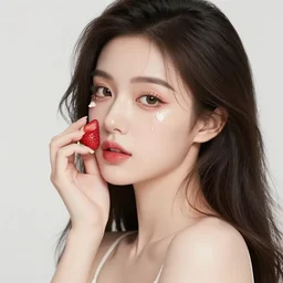 the portrait of an absurdly beautiful, graceful, elegant, sophisticated, fashionable, chaste young gravure idol made of strawberries and white petals with tears, an ultrafine hyperdetailed illustration by kim jung gi, irakli nadar, intricate linework, bright colors, octopath traveler, final fantasy, unreal engine 5 highly rendered, global illumination, radiant light, detailed and intricate environment