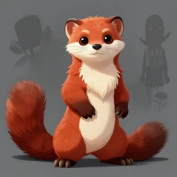 redblack stoat male furry _ fursona, coalpunk background setting, mustelid furry _ character, photorealism