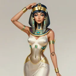 portrait of an absurdly beautiful, graceful, sophisticated, fashionable egyptian cyberpunk mechanoid gravure idol, hyperdetailed illustration by irakli nadar, matt wisniewski style, intricate linework, fashion photography, porcelain skin, jellyfish headdress, golden cable necklace, unreal engine 5 highly rendered, radiant light, detailed and intricate environment