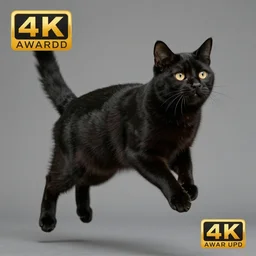 black cat flying in the air, award - winning photography 4 k