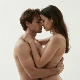 two lovers embrace, entwined, tantric love