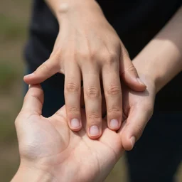 looking down at my own hands with one palm facing down and the other facing up towards the camera, incredibly detailed