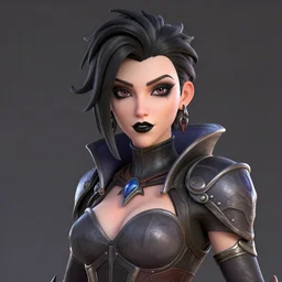 a 3 d render of tracer from overwatch but in a gothic style, wearing black lipstick and black eyeliner, 4 k, detailed,