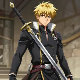 Carlson as an anime character Tucker Carlson SAO Shonen Anime Isekai Anime Drawn by Reki Kawahara 4k Fantasy World Sword Wielding