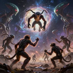 apes conquer the cosmos fighting an alien civilization