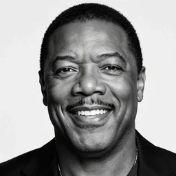 photo of Samuel L Jackson as GigaChad, Black and White, Close-Up, Ridiculously Handsome, Smiling, Big Chin, Serious, Award Winning Photo, HD