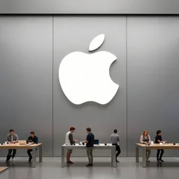 apple flagship store, apple logo, concept art by noah bradley, darek zabrocki, tyler edlin, jordan grimmer, neil blevins, james paick, natasha tan, highly detailed, ultra detailed, ultra realistic, trending on artstation