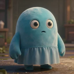 wiggly blob in a dress, highly detailed, cam de leon & john j. park, cinematic light, medium shot, ground angle, uhd 8 k, shallow depth of field