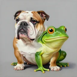 painting of a bulldog with the body of a frog, illustration by artgerm