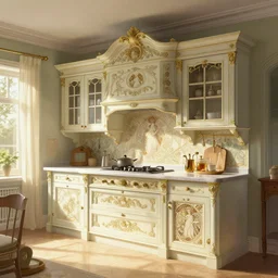 house kitchen on a sunny day, intricate, elegant, highly detailed, digital painting, artstation, concept art, smooth, sharp focus, illustration, art by artgerm and greg rutkowski and alphonse mucha, 8 k