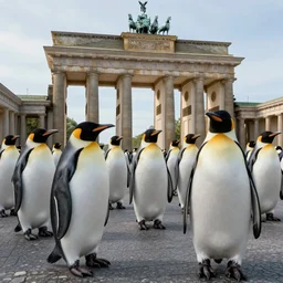 Alot of penguins invading Berlin, 4k, unreal engine