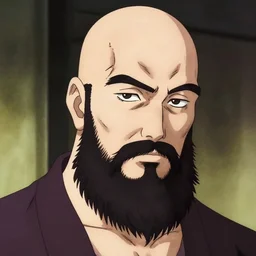 balding bearded middle aged man in the style of yoji shinkawa