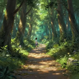 beautiful pathway in the wood with dappled light, anime style, fantasy, highly detailed, digital painting, artstation, concept art, matte, sharp focus, illustration, hearthstone, art by artgerm and greg rutkowski and alphonse mucha and studio ghibli