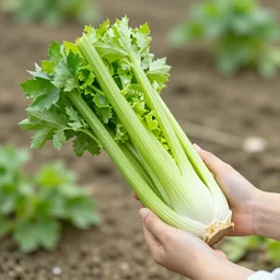 photo celery in beautiful hand