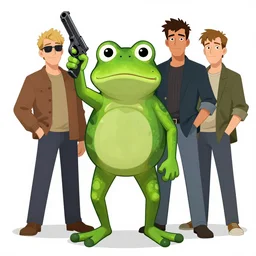 a frog mafia boss holding gun. nuri iyem, james gurney, james jean, greg rutkowski, anato finnstark
