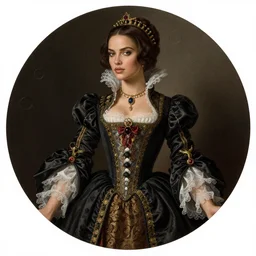 a beautiful woman with baroque gothic dress, adriana lima, misa amane. by rembrandt 1 6 6 7, illustration, by konstantin razumov