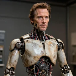 animatronic Mark Wahlberg, exposed wires, photo, Stan Winston studios, detailed, 4k