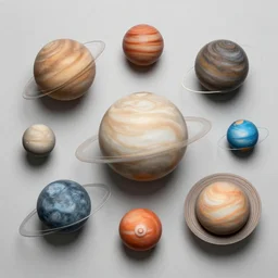 flat lay, knolling of the parts of the solar system
