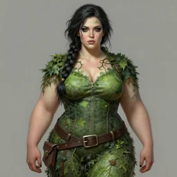 a stunning matte painting of a thicc and stacked ariel dressed as a beautiful poison ivy with hair tied in a braid, dark eyeliner, intricate, elegant, highly detailed, digital painting, artstation, concept art, sharp focus, illustration, art by artgem and jugendstil and greg rutkowski and alphonse mucha, pixv
