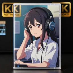 an anime music producer with headphones on, official art, key visual, studio lightning, very detailed bd cover, Kimi no Na Wa, hyperrealistic, artstation, caustics, trending on Artstation, 8K, octane renderer, rtx on