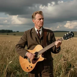guitar in the style of a 50s by Frank Hampson and mcbess, 1950s