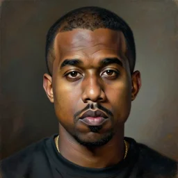 a portrait painting of kanye west depicted as pablo picasso, portrait painting by caravaggio and rembrandt van rijn, shallow depth of field