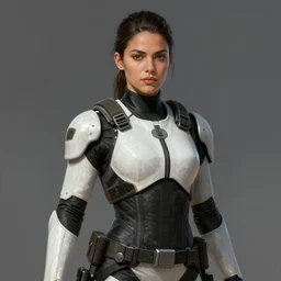 portrait of a woman by greg rutkowski, eiza gonzalez as a weyland - yutani mercenary, from aliens franchise, she is about 3 0 years old, military composure, wearing white and black colored tactical gear, highly detailed portrait, digital painting, artstation, concept art, smooth, sharp foccus ilustration, artstation hq