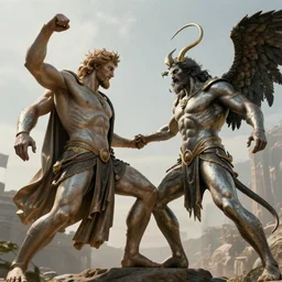zeus fighting chronos. mythology style. highly detailed 8 k. intricate. lifelike. soft light. sony a 7 r iv 5 5 mm. [ cinematic post - processing ].