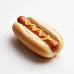vintage hot dog, studio product photography, isolated on a pure white background, centered, entire object in frame, sharp focus, soft studio lighting