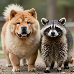 a photo of a mix between a chow chow and a raccoon