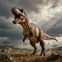 a dinosaur screaming because his teeth is broken