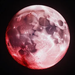 a huge moon made out of bloody flesh, detailed, very detailed, high quality, high contrast, vibrant, river of blood