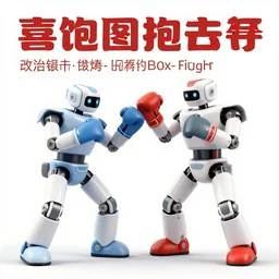 advertising poster of a cooking robot boxe fight