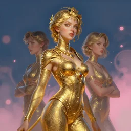 the great beyond sharp focus, intricate, elegant, digital painting, artstation, matte, highly detailed, concept art, illustration, volumetric lighting, gold and blue and pink color scheme, bokeh light, art by greg olsen and liz lemon swindle