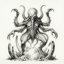 etching of cthulhu ending the world, in the style of martin lewis