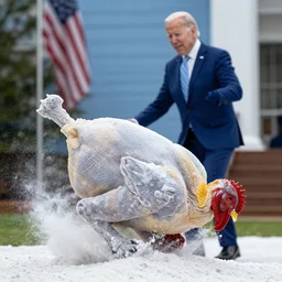 joe biden kicking a frozen chicken