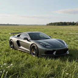 car in a grass land hd octane render ultra realistic