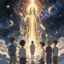 the second coming of suppy side jesus by dan mumford, yusuke murata, makoto shinkai, ross tran, cosmic, heavenly, god rays, intricate detail, cinematic, 8 k, cel shaded, unreal engine, featured on artstation, pixiv