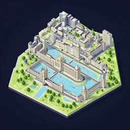 3 d isometric rts video game map london, dynamic lighting, sharp focus, sharp edges, crispt lines, artstation hq, 8 k, intricate, ray tracing, vivid colors, octane render